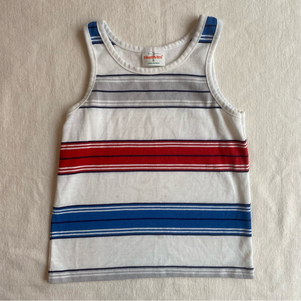 Vtg Healthtex Red White Blue Tank Top Size 6 USA